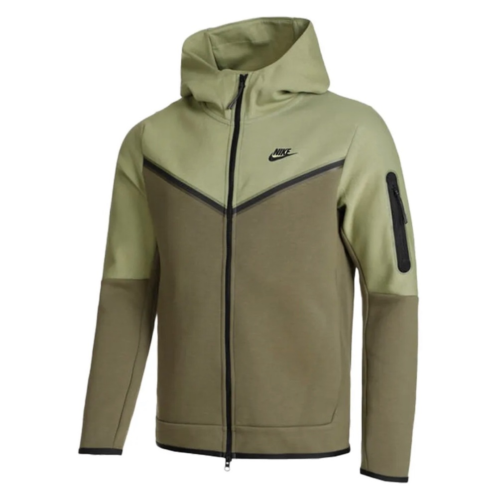 Nike Tech Fleece Hoodie Full Zip Alligator Medium Olive Green CU4489-334 Men's